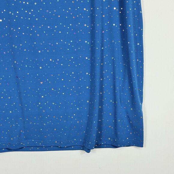 Bob Mackie Wearable Art Blue Glitter Sequin Sleeveless Dress Women's Large - Picture 3 of 6